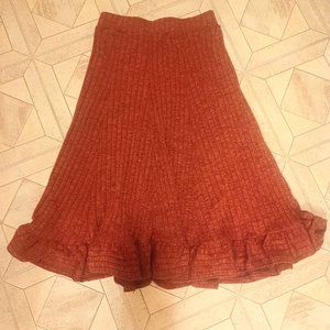 Pauline Midi Sweater skirt with ruffle hem in cranberry!